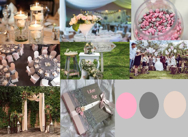 Mariage romantique en rose et gris